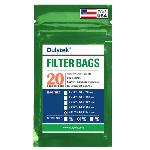 Dulytek® Premium Nylon Filter Bags, 2" x 7", 20 pcs, Various Micron Mesh Sizes Available, and Free Packing Card - Zero Blowouts